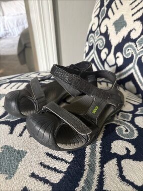 Teva Black Kids' Open-Toe Sport Sandals with Lime Logo